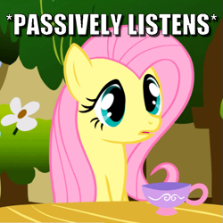 Size: 673x672 | Tagged: safe, edit, edited screencap, imported from derpibooru, screencap, fluttershy, pony, stare master, caption, cropped, cup, female, image macro, meme, solo, teacup, text