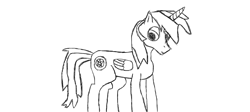 Size: 1096x492 | Tagged: safe, artist:murderminer77, imported from derpibooru, oc, oc only, oc:xylan, alicorn, alicorn oc, horn, male, sketch, solo, stallion, wings