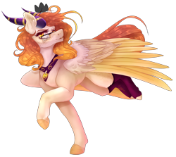 Size: 2800x2500 | Tagged: safe, artist:copshop, imported from derpibooru, oc, oc only, pegasus, pony, crown, female, horns, jewelry, mare, regalia, simple background, solo, transparent background, two toned wings, wings