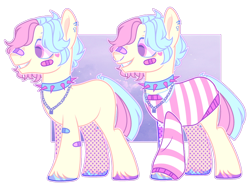 Size: 1024x757 | Tagged: safe, artist:chococolte, imported from derpibooru, oc, oc only, earth pony, pony, bandaid, bandaid on nose, choker, clothes, ear piercing, male, piercing, simple background, solo, spiked choker, stallion, transparent background