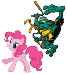 Size: 566x623 | Tagged: safe, artist:dinoboted, imported from derpibooru, earth pony, pony, crossover, michelangelo, simple background, teenage mutant ninja turtles, white background
