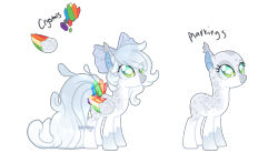 Size: 1400x775 | Tagged: safe, artist:skulifuck, imported from derpibooru, oc, oc only, pegasus, pony, bald, base used, colored wings, crystal, duo, ear fluff, female, looking up, mare, multicolored wings, pegasus oc, rainbow wings, simple background, smiling, transparent background, wings