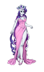 Size: 700x1142 | Tagged: safe, artist:pia-sama, imported from derpibooru, princess platinum, rarity, anthro, plantigrade anthro, unicorn, hearth's warming eve (episode), breasts, busty rarity, clothes, dress, feet, female, high heels, looking at you, open-toed shoes, shoes, side slit, signature, simple background, solo, total sideslit, transparent background