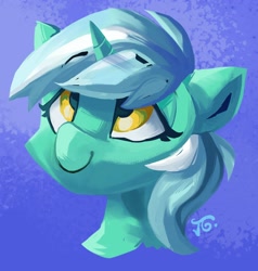 Size: 1953x2048 | Tagged: safe, artist:saxopi, imported from derpibooru, lyra heartstrings, pony, unicorn, abstract background, bust, female, portrait, smiling, solo