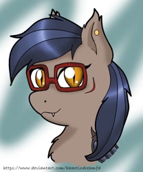 Size: 1024x1228 | Tagged: safe, artist:khaotixdreamfd, imported from derpibooru, oc, bat pony, pony, earring, glass, glasses, portrait, scar