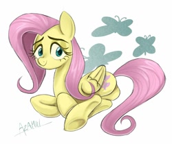 Size: 1100x924 | Tagged: safe, artist:azamiii, imported from derpibooru, fluttershy, pegasus, pony, cute, cutie mark, female, simple background, solo