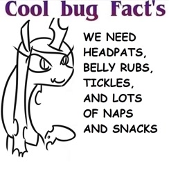 Size: 998x1024 | Tagged: safe, artist:jargon scott, edit, imported from derpibooru, queen chrysalis, changeling, changeling queen, background pony strikes again, caption, comic sans, cool bug facts, facts, female, grammar error, grocers' apostrophe, image macro, meme, ponified meme, solo, text, why