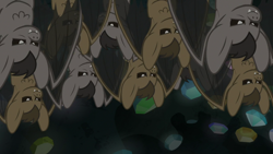 Size: 1920x1080 | Tagged: safe, imported from derpibooru, screencap, bat, dragon dropped, annoyed, cave, glare, hanging, narrowed eyes, upside down