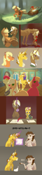 Size: 2152x8993 | Tagged: safe, artist:varwing, imported from derpibooru, apple bloom, applejack, big macintosh, trenderhoof, oc, oc:apple jam, oc:berry crown, oc:ida red, oc:pacifica rose, earth pony, pegasus, pony, unicorn, cart, female, magic, male, mare, math, offspring, parent:applejack, parent:cheese sandwich, parent:pinkie pie, parent:trenderhoof, parents:cheesepie, parents:trenderjack, quill, shipping, straight, trenderjack