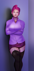 Size: 985x2048 | Tagged: safe, artist:annon, imported from derpibooru, tempest shadow, human, clothes, humanized, skirt, stockings, thigh highs