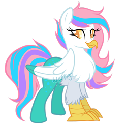 Size: 2449x2449 | Tagged: safe, artist:skulifuck, imported from derpibooru, oc, oc only, oc:ivory, hippogriff, chest fluff, eyelashes, hippogriff oc, simple background, smiling, solo, transparent background, watermark