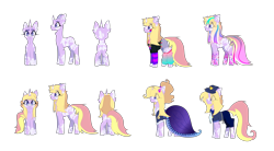 Size: 12624x6976 | Tagged: safe, artist:bublebee123, imported from derpibooru, oc, oc only, oc:stardust serenade, pony, unicorn, icey-verse, absurd resolution, belt, bottomless, clothes, costume, cuffs, curved horn, dress, ear piercing, earring, female, gala dress, hate, horn, jewelry, leg warmers, magical lesbian spawn, makeup, mare, markings, multicolored hair, necktie, nightmare night costume, offspring, parent:fuchsia blush, parent:lavender lace, parents:fuchsiavender, partial nudity, piercing, police officer, rainbow power, rainbow power-ified, shirt, shorts, simple background, solo, transparent background