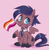 Size: 3748x3862 | Tagged: safe, artist:corelle-vairel, imported from derpibooru, part of a set, oc, oc only, pegasus, pony, chibi, commission, female, lesbian pride flag, mare, mouth hold, necktie, pride, pride flag, solo, ych result