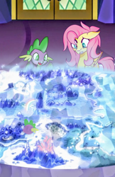 Size: 1507x2330 | Tagged: safe, artist:mysteriousshine, imported from derpibooru, fluttershy, spike, dragon, pegasus, pony, cutie map, duo, female, male, mare, winged spike, wings, worried