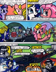 Size: 1024x1310 | Tagged: safe, artist:sketchywolf-13, imported from derpibooru, oc, oc:sketchy, earth pony, pony, unicorn, angry, car, cigarette, clothes, comic, female, jacket, leather jacket, lincoln (car), lincoln continental, mare, meme, milk truck, rage, rage face, smoking, this will end in tears, tongue out, truck, van, volkswagen, volkswagen type 2, vulgar