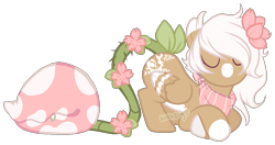 Size: 1070x563 | Tagged: safe, artist:skulifuck, imported from derpibooru, oc, oc only, oc:bloom, oc:blossom, monster pony, original species, piranha plant pony, plant pony, augmented tail, base used, eyes closed, female, flower, flower in hair, neckerchief, plant, simple background, transparent background, wings