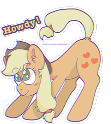 Size: 2540x2817 | Tagged: safe, artist:paamyu, artist:woofstreet, imported from derpibooru, applejack, earth pony, pony, cute, ear fluff, female, high res, howdy, jackabetes, mare, no pupils, outline, simple background, solo, transparent background