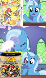 Size: 640x1080 | Tagged: safe, edit, edited screencap, imported from derpibooru, screencap, trixie, all bottled up, exploitable meme, meme, paper mario, paper mario: sticker star, paper mario: the thousand year door, super mario bros., take that, trixie fixing meme