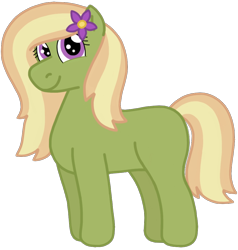 Size: 954x1004 | Tagged: safe, artist:kindheart525, imported from derpibooru, oc, oc only, oc:flower power, earth pony, pony, kindverse, flower, flower in hair, offspring, parent:tree hugger, simple background, solo, transparent background