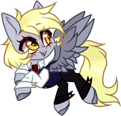 Size: 3940x3760 | Tagged: safe, artist:_spacemonkeyz_, imported from derpibooru, derpy hooves, pegasus, pony, chibi, clothes, colored hooves, cute, derpabetes, female, open mouth, pants, shirt, simple background, solo, transparent background, vest