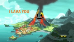 Size: 640x360 | Tagged: safe, edit, edited screencap, imported from derpibooru, screencap, campfire tales, 1000 hours in ms paint, lava, pun, rockhoof's village, volcano