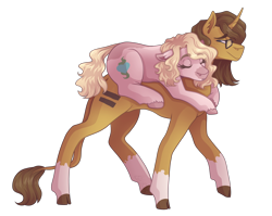 Size: 3400x2700 | Tagged: safe, artist:kikirdcz, imported from derpibooru, oc, oc only, oc:minty belle, earth pony, pony, unicorn, female, glasses, male, mare, ponies riding ponies, riding, simple background, sleeping, stallion, transparent background