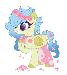 Size: 1280x1451 | Tagged: safe, artist:irennecalder, imported from derpibooru, oc, oc only, pegasus, pony, clothes, deviantart watermark, female, flower, mare, obtrusive watermark, simple background, socks, solo, transparent background, watermark