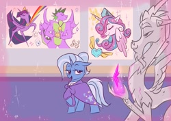 Size: 807x572 | Tagged: safe, artist:spoosha, imported from derpibooru, discord, ocellus, princess flurry heart, silverstream, spike, trixie, twilight sparkle, yona, alicorn, pony, unicorn, the last problem, cutie mark, older, older flurry heart, older ocellus, older silverstream, older spike, older trixie, older yona, princess twilight 2.0, rainbow, sparkles, twilight sparkle (alicorn)