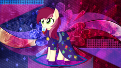 Size: 3840x2160 | Tagged: safe, artist:cyanlightning, artist:laszlvfx, edit, imported from derpibooru, roseluck, earth pony, pony, clothes, dress, female, flower, glue, mouth hold, solo, wallpaper, wallpaper edit