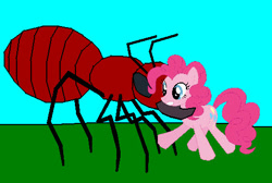 Size: 490x329 | Tagged: safe, artist:avispaneitor, imported from derpibooru, pinkie pie, earth pony, pony, robot, beast wars, crossover, female, fight, imminent decapitation, inferno, mare, predacon, this will end in death, transformers