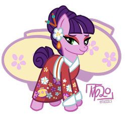 Size: 1235x1142 | Tagged: safe, artist:tassji-s, imported from derpibooru, kimono, earth pony, pony, clothes, cute, female, g3, g3 to g4, g3betes, g4, generation leap, kimono (clothing), simple background, solo, transparent background