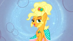 Size: 1280x720 | Tagged: safe, imported from derpibooru, screencap, applejack, earth pony, pony, simple ways, alternate hairstyle, applejack is best facemaker, applejewel, clothes, female, sliding background, solo