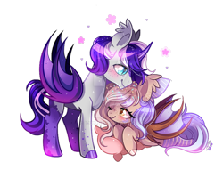 Size: 800x639 | Tagged: safe, artist:ipun, imported from derpibooru, oc, oc only, oc:ginger, alicorn, bat pony, bat pony alicorn, bat wings, chibi, deviantart watermark, female, horn, male, mare, obtrusive watermark, simple background, stallion, transparent background, watermark, wings