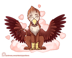 Size: 1904x1527 | Tagged: safe, artist:chebypattern, imported from derpibooru, oc, oc only, oc:luke homes, griffon, cloud, cute, griffon oc, on a cloud, patreon, patreon logo, patreon reward, simple background, sitting, sitting on a cloud, sitting on cloud, smiling, solo, transparent background, wings