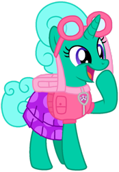 Size: 751x1080 | Tagged: safe, artist:melisareb, artist:徐詩珮, edit, imported from derpibooru, vector edit, glitter drops, pony, unicorn, series:sprglitemplight diary, series:sprglitemplight life jacket days, series:springshadowdrops diary, series:springshadowdrops life jacket days, alternate universe, base used, clothes, cute, paw patrol, simple background, skye (paw patrol), transparent background