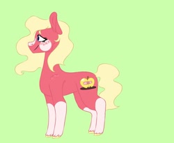 Size: 1024x844 | Tagged: safe, artist:hawklesscorruption, imported from derpibooru, oc, oc only, oc:freya apple, earth pony, pony, coat markings, female, filly, freckles, green background, magical gay spawn, offspring, parent:big macintosh, parent:rockhoof, parents:rockmac, simple background, socks (coat marking), socks (coat markings), solo