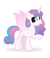 Size: 1024x1198 | Tagged: safe, artist:mikoneerd, imported from derpibooru, princess flurry heart, alicorn, pony, :p, deviantart watermark, female, heart eyes, looking at you, mare, obtrusive watermark, older, older flurry heart, raised hoof, simple background, solo, spread wings, tongue out, transparent background, watermark, wingding eyes, wings