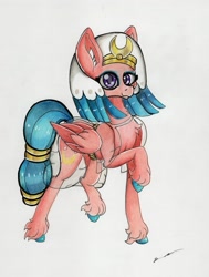 Size: 2349x3101 | Tagged: safe, artist:luxiwind, imported from derpibooru, somnambula, pony, colored hooves, female, high res, raised hoof, solo, traditional art, unshorn fetlocks