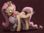 Size: 2048x1536 | Tagged: safe, artist:dilarus, artist:incendiaryboobs, artist:incendiarymoth, deleted from derpibooru, imported from derpibooru, fluttershy, rainbow dash, pegasus, pony, fanfic:lanky and the nyoom, :<, cute, female, flutterdash, folded wings, lesbian, looking at each other, mare, raised hoof, shipping, size difference, smoldash, spread wings, standing, tallershy, wings