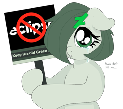 Size: 911x809 | Tagged: safe, artist:unoriginai, imported from derpibooru, pony, crying, deviantart, deviantart eclipse, picket sign, ponified, sign