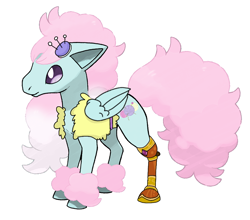 Size: 810x712 | Tagged: safe, artist:pokemoncoloursplash, edit, imported from derpibooru, kerfuffle, galarian ponyta, pegasus, ponyta, rainbow roadtrip, amputee, female, mare, outline, pokémon, prosthetic leg, prosthetic limb, prosthetics, recolor, simple background, solo, transparent background, white outline