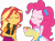 Size: 5620x4200 | Tagged: safe, artist:steyrrdash, imported from derpibooru, pinkie pie, sunset shimmer, equestria girls, equestria girls series, holidays unwrapped, spoiler:eqg series (season 2), absurd resolution, duo, duo female, female, geode of empathy, magical geodes, saving pinkie's pie, show accurate, simple background, transparent background, vector