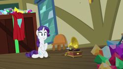 Size: 1920x1080 | Tagged: safe, imported from derpibooru, screencap, rarity, pony, unicorn, dragon dropped, anatomically incorrect, female, gem, gramophone, incorrect leg anatomy, kneeing, kneeling, mare, post office, record player, solo