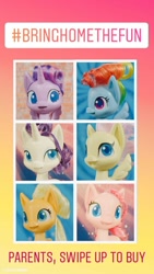 Size: 750x1333 | Tagged: safe, imported from derpibooru, applejack, fluttershy, pinkie pie, rainbow dash, rarity, twilight sparkle, alicorn, earth pony, pegasus, pony, unicorn, my little pony: pony life, bringhomethefun, coronavirus, covid-19, g4.5, instagram story, mane six, merchandise, official, text, twilight sparkle (alicorn)