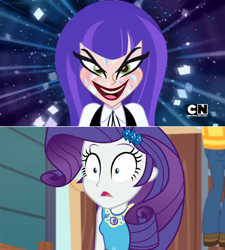 Size: 858x954 | Tagged: safe, imported from derpibooru, screencap, rarity, equestria girls, equestria girls series, rollercoaster of friendship, cartoon network, dc superhero girls, female, geode of shielding, magical geodes, zatanna, zee zatara