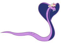 Size: 4997x3488 | Tagged: safe, artist:dragonchaser123, editor:damiranc1, imported from derpibooru, twilight sparkle, cobra, snake, big crown thingy, danger noodle, element of magic, fangs, female, jewelry, regalia, simple background, solo, species swap, transparent background, twilight snakle