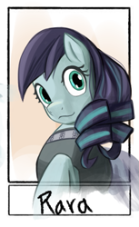 Size: 337x549 | Tagged: safe, alternate version, artist:chopchopguy, imported from derpibooru, coloratura, earth pony, pony, clothes, eyelashes, female, mare, rara, smiling, solo