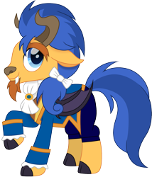 Size: 1283x1500 | Tagged: safe, alternate version, artist:cloudy glow, artist:cloudyglow, imported from derpibooru, flash sentry, monster pony, original species, pegasus, pony, bat wings, beauty and the beast, clothes, crossover, disney, fangs, horns, male, movie accurate, raised hoof, ribbon, simple background, solo, the beast, transparent background, wings