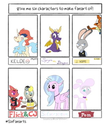 Size: 1486x1660 | Tagged: safe, artist:addelum, imported from derpibooru, pom lamb, silverstream, anthro, chameleon, hippogriff, keldeo, lamb, rabbit, sheep, six fanarts, them's fightin' herds, animal, animal crossing, animal crossing: new horizons, clothes, community related, crossover, female, flick, jewelry, judy hopps, male, necklace, pokémon, pom (tfh), spyro the dragon, spyro the dragon (series), zootopia