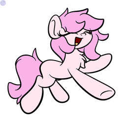 Size: 1536x1536 | Tagged: safe, artist:kimjoman, artist:php142, imported from derpibooru, oc, oc only, oc:kayla, earth pony, pony, chest fluff, eyes closed, female, jumping, mare, smiling, solo